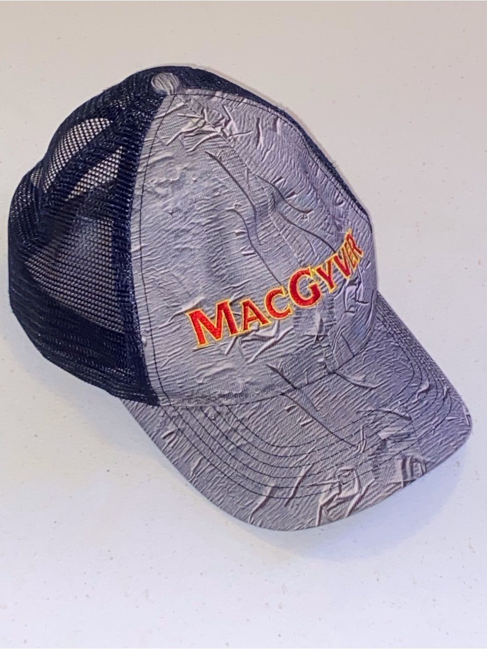 Embroidered LV Patch Trucker Hat in Black and Blue Style Vintage